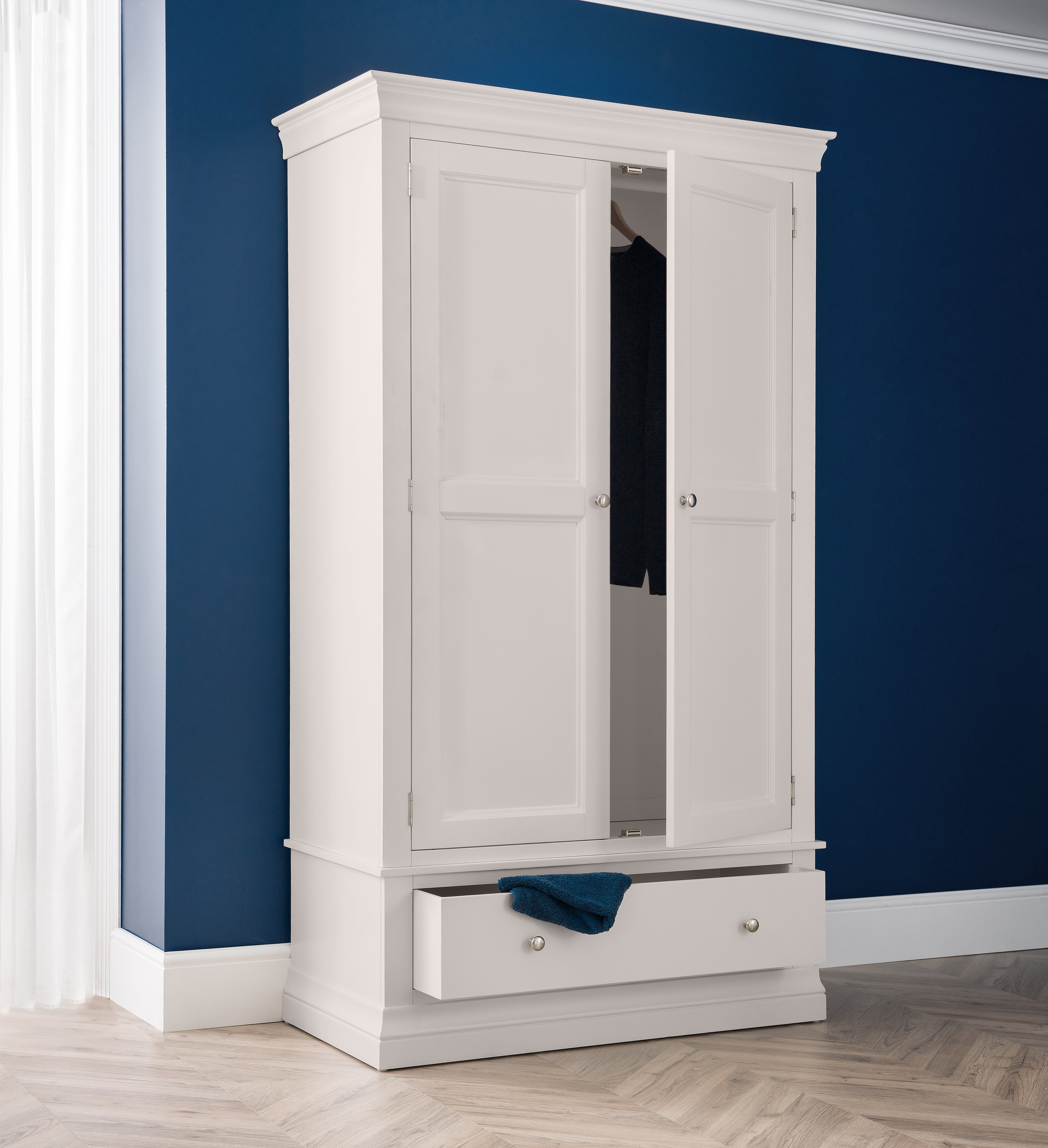 Fidel Light Grey Wood Double Wardrobe